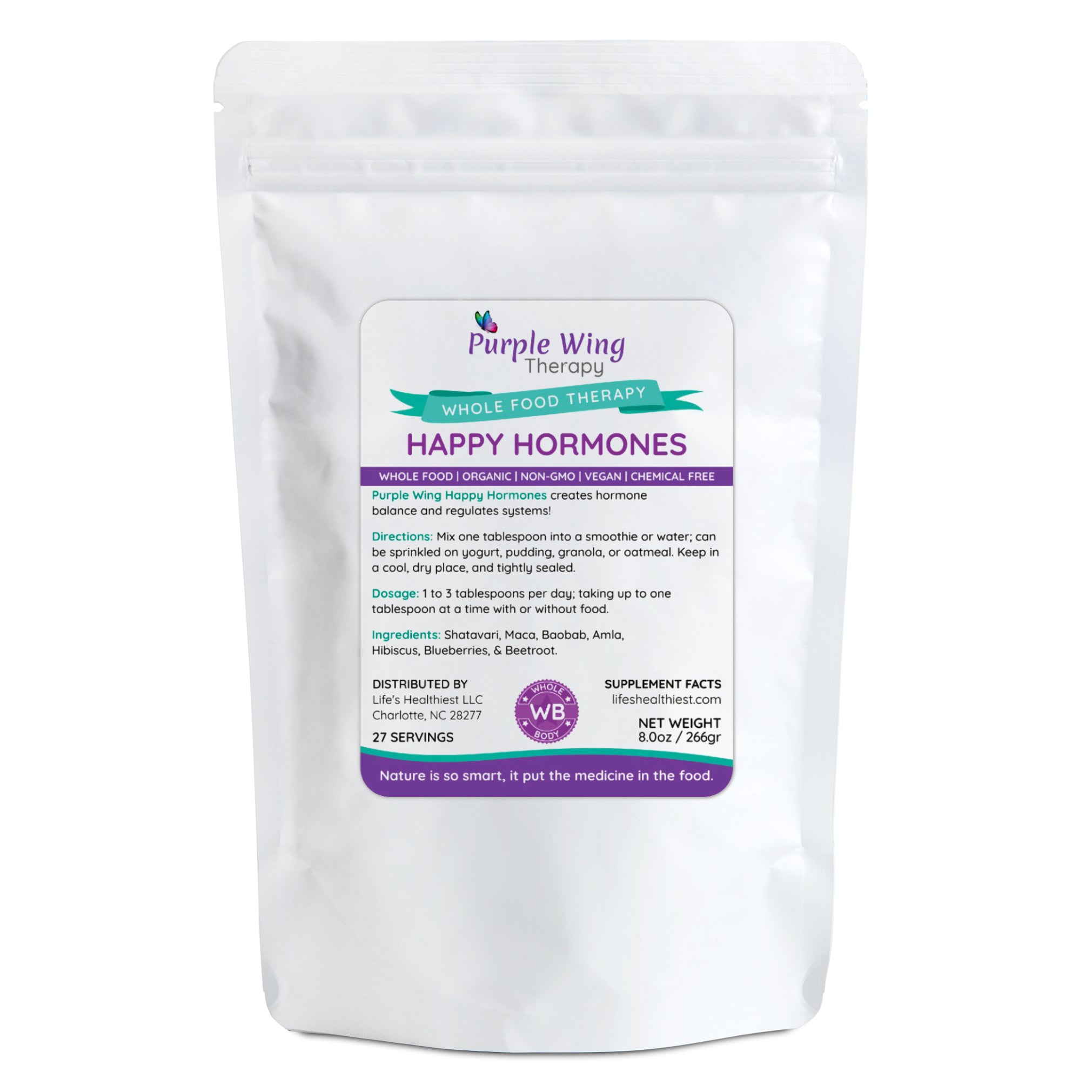 Purple Wing Therapy HAPPY HORMONES Whole Food Powder 8.0 oz (Hormone B