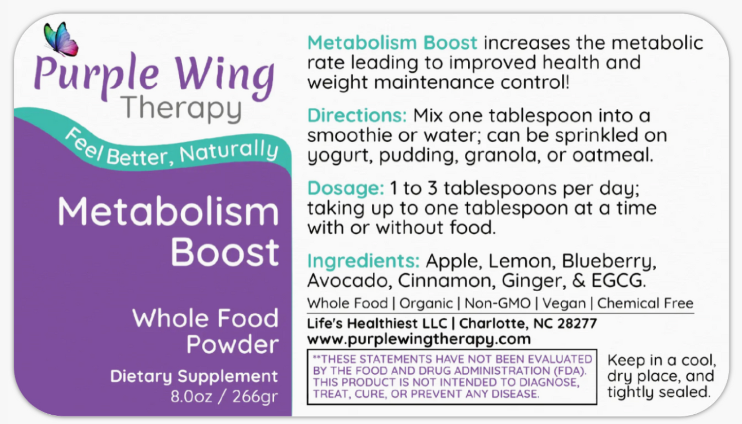 Purple Wing Therapy METABOLISM BOOST Whole Food Powder 8.0 oz (Metabolic Rate and Weight Control)