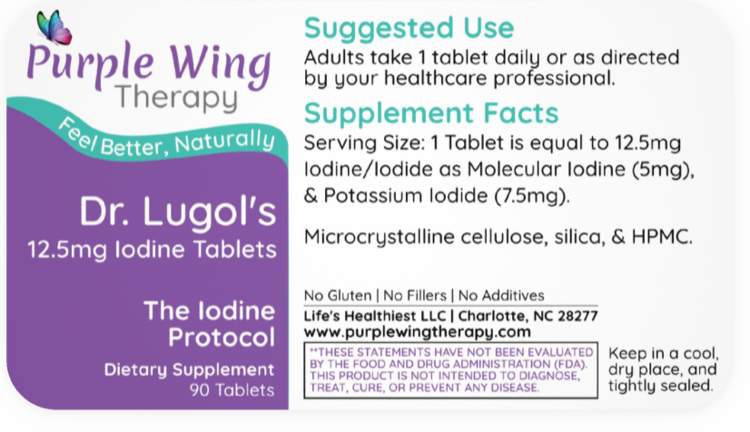 Purple Wing Therapy Dr. Lugol's 12.5 mg Iodine Tablets (The Iodine Protocol)