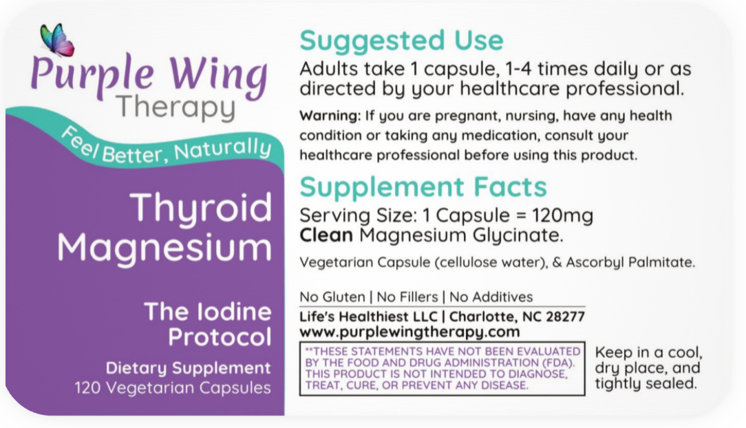 Purple Wing Therapy THYROID MAGNESIUM 120 Capsules (The Iodine Protocol)