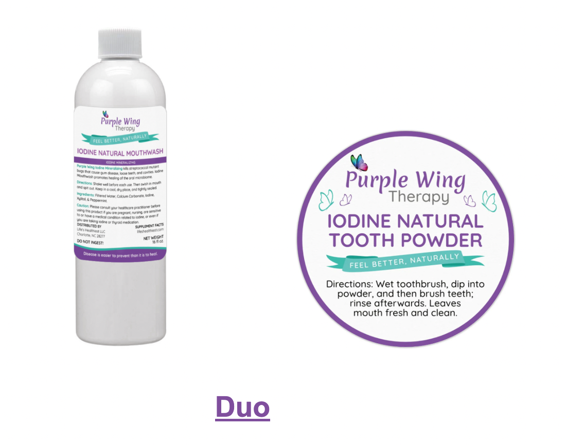 Purple Wing Therapy Natural Iodine Mineralizing Mouth Wash & Tooth Powder
