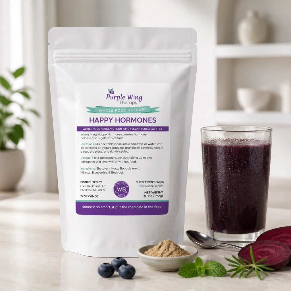Purple Wing Therapy HAPPY HORMONES Whole Food Powder 8.0 oz (Hormone Balance and System Regulation)