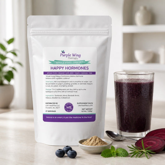 Purple Wing Therapy HAPPY HORMONES Whole Food Powder 8.0 oz (Hormone Balance and System Regulation)